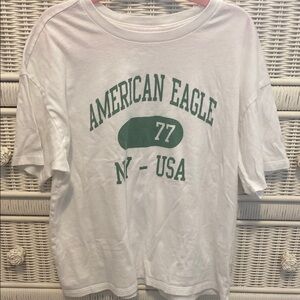 American Eagle Outfitters White Tee with Green Graphic
